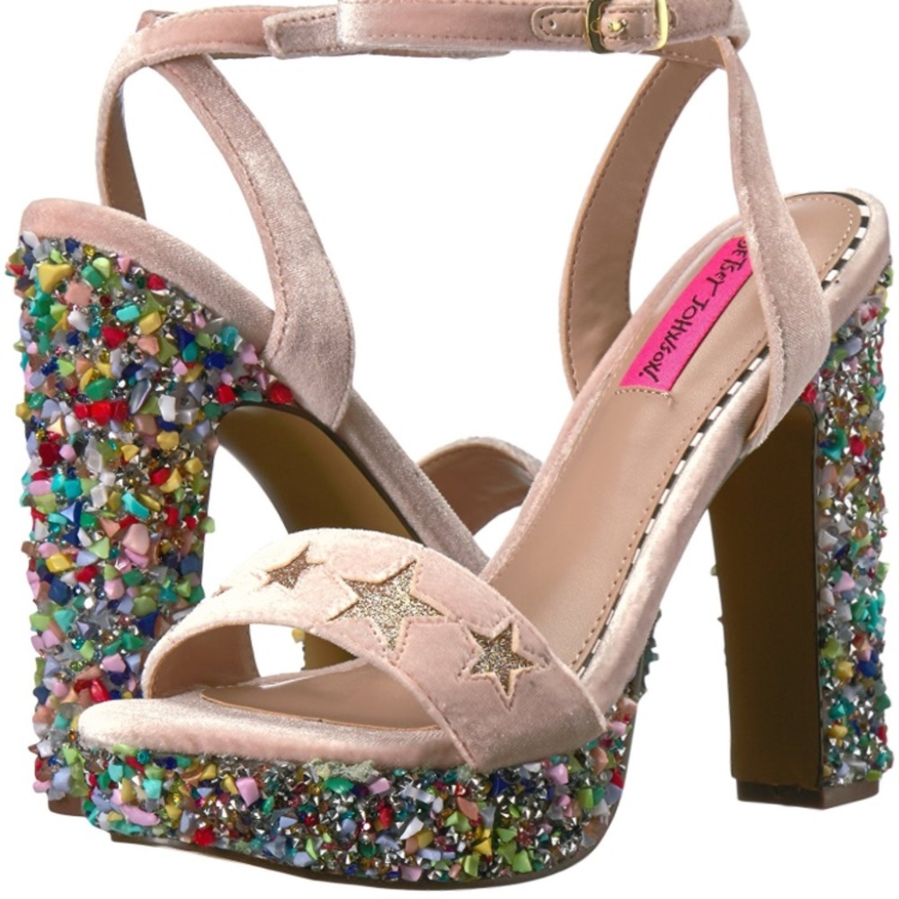 unique statement Sandals with crystals heel sz 7.5